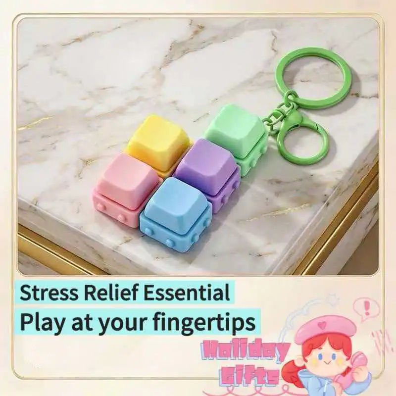 Custom Design Keycap Fidget Keychain Keycap Keyboard Click Fidget Cute Keychain Multiple Color Options Stim Toy Stress Relief - Image 3