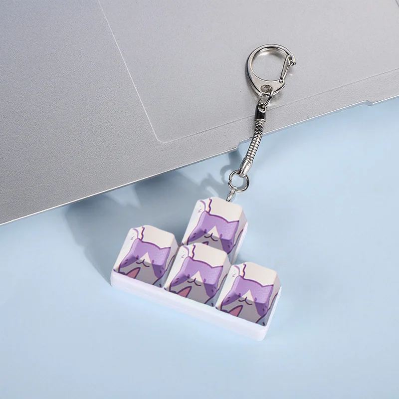 Promotional Durable Customized Thermal Transfer Printing Stress Relief Keycap Keychain for Gifts Brand Keyboard Keychain - Image 3