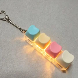 Millanteth 4 Keys Fidget Toy Led Light Keyboard Custom Acrylic Mechanical Loving Heart Tactile Keycap Switch Tester Keychain