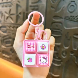 Creative Luminous Sound Four-grid Keyboard ABS Plastic Keychain Fun Stress Relief Student Toy Bag Pendant Gift Wholesale-4*4cm / Pink-sounding cat keyboard pendant