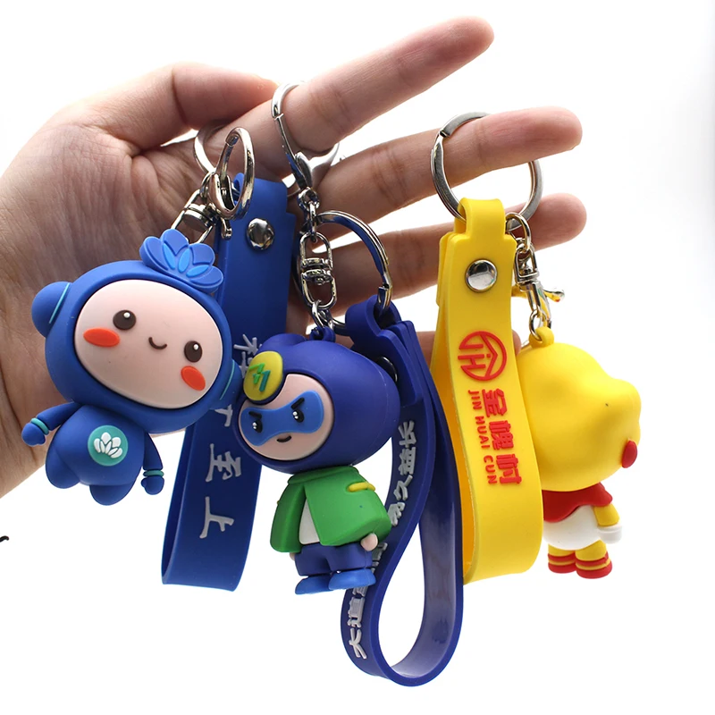 Wholesale Customised Designer Cartoon Logo 3D/2D Animal Keychain Accessories Soft Rubber PVC Keychains Promotional Gift - Image 6